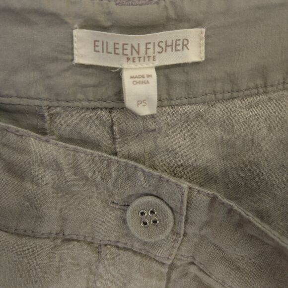 Eileen Fisher Shorts Womens PS Light Brown Bermuda 100% Organic Linen Canvas - Picture 7 of 9